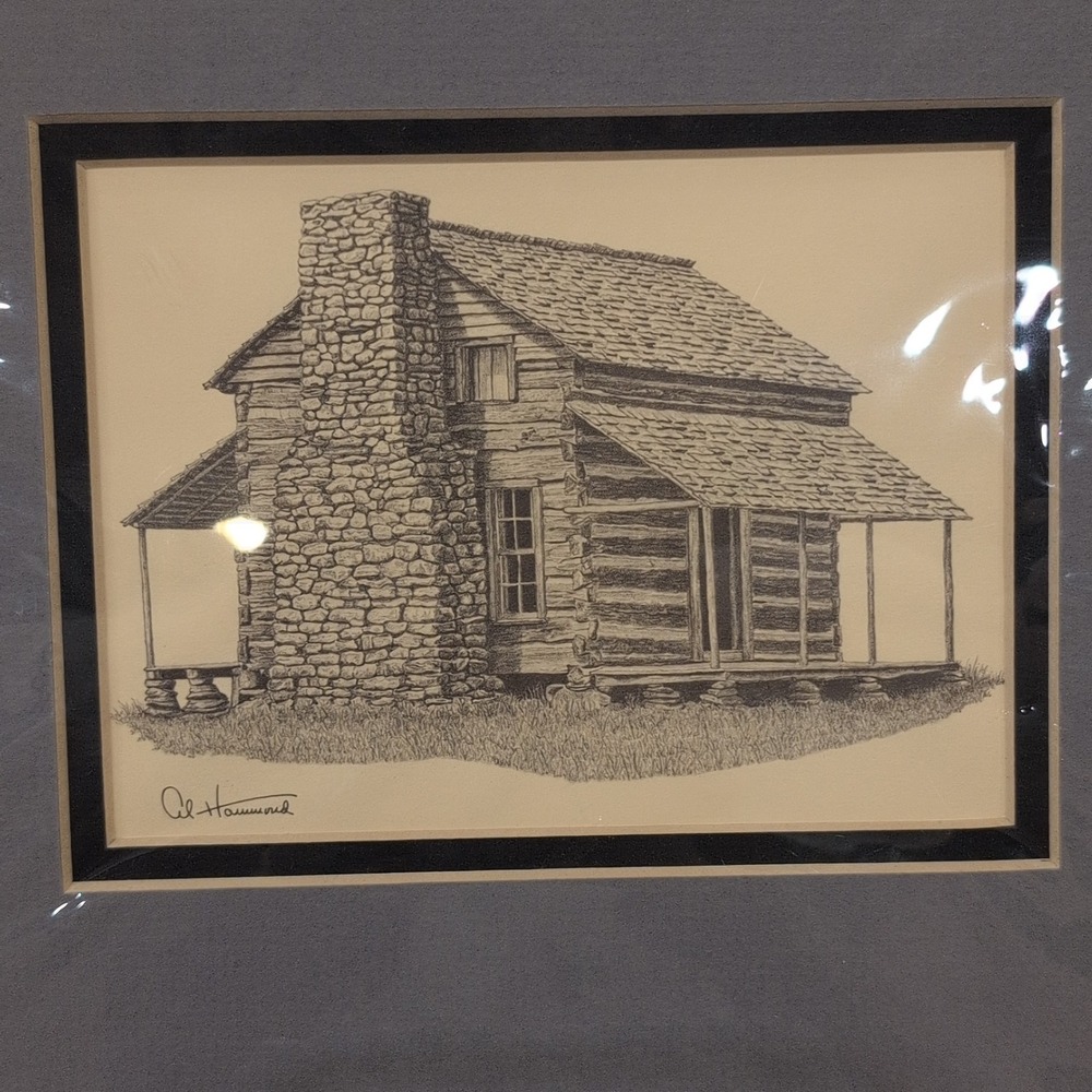 Al Hammond Vintage Print Log Cabin Rustic Architecture Matted Art - Picture 5 of 8